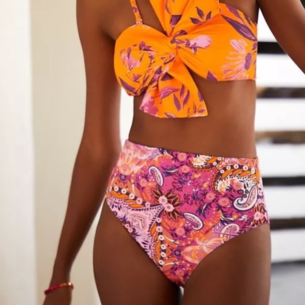 Anthropologie Kristina Floral High Rise Bikini Bottom